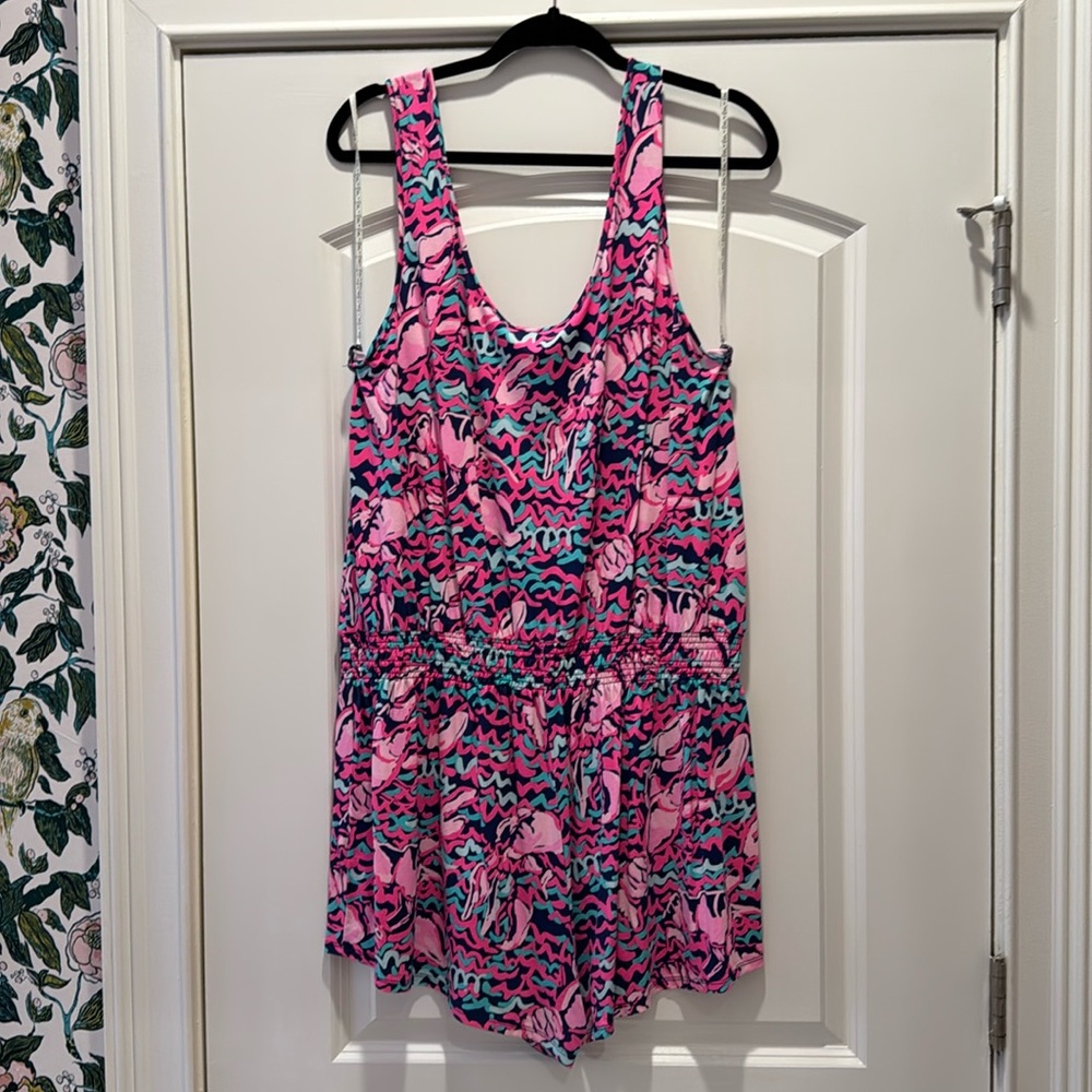 Lilly Pulitzer Navy Lobstah Roll Tala Romper XL